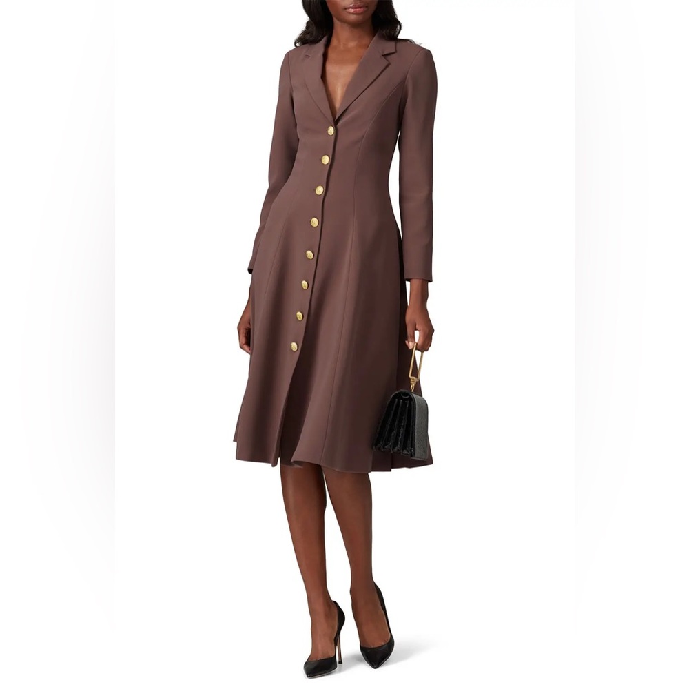 Amanda Uprichard Chocolate Midi Dress with Gold Accents